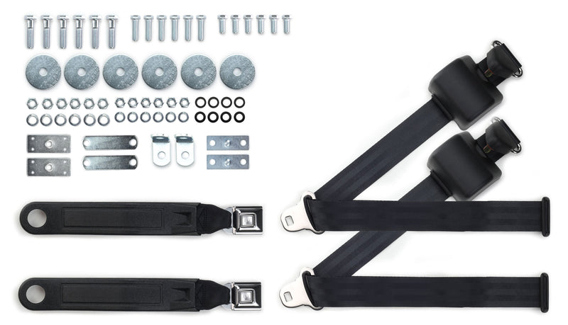 1965-75 Pontiac Bonneville Shoulder Belt System with Push Button Buckles – For Bucket Seats-RetroBelt