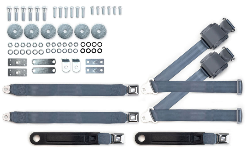 1974-75 Chevrolet Chevelle Malibu Shoulder Belt Kit with Push Button Buckles – For Bench Seats-RetroBelt